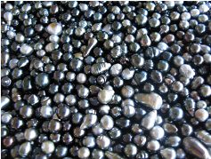 Lots of shapes and sizes of black pearls