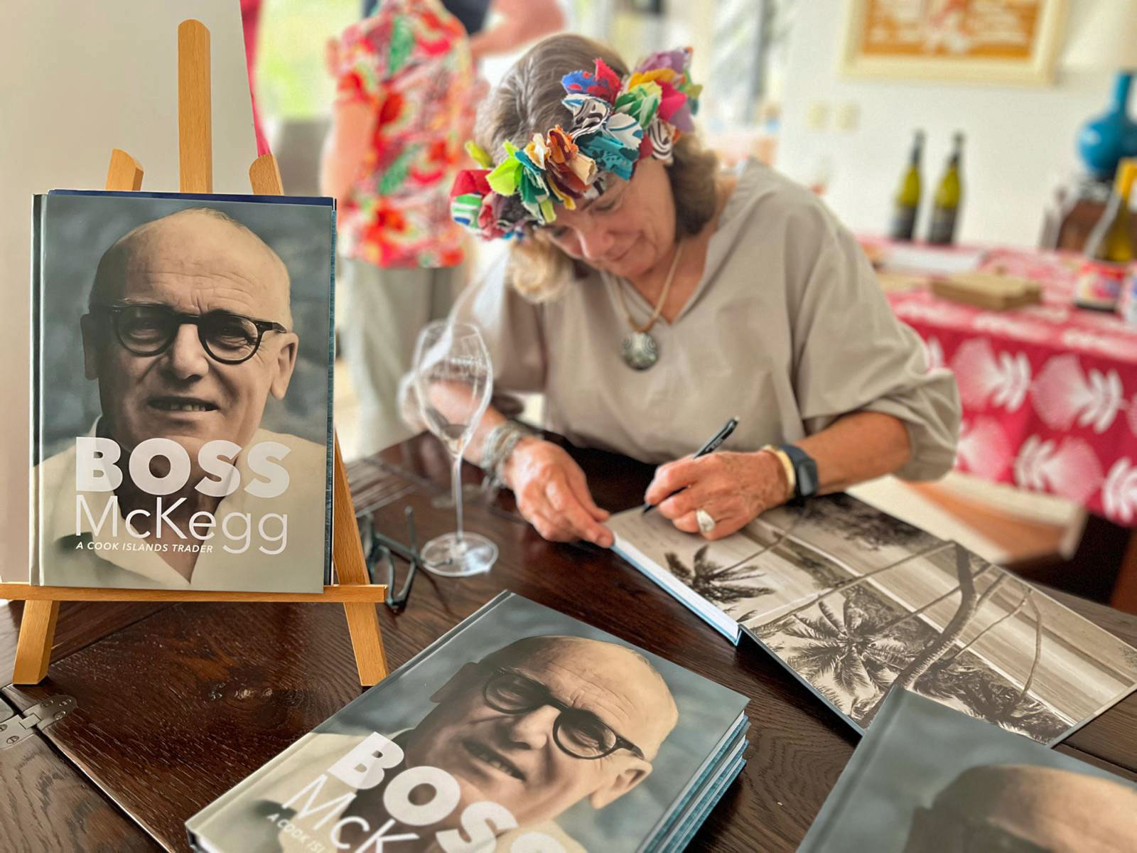 Adriane Swinburn signing copies of her Boss McKegg book