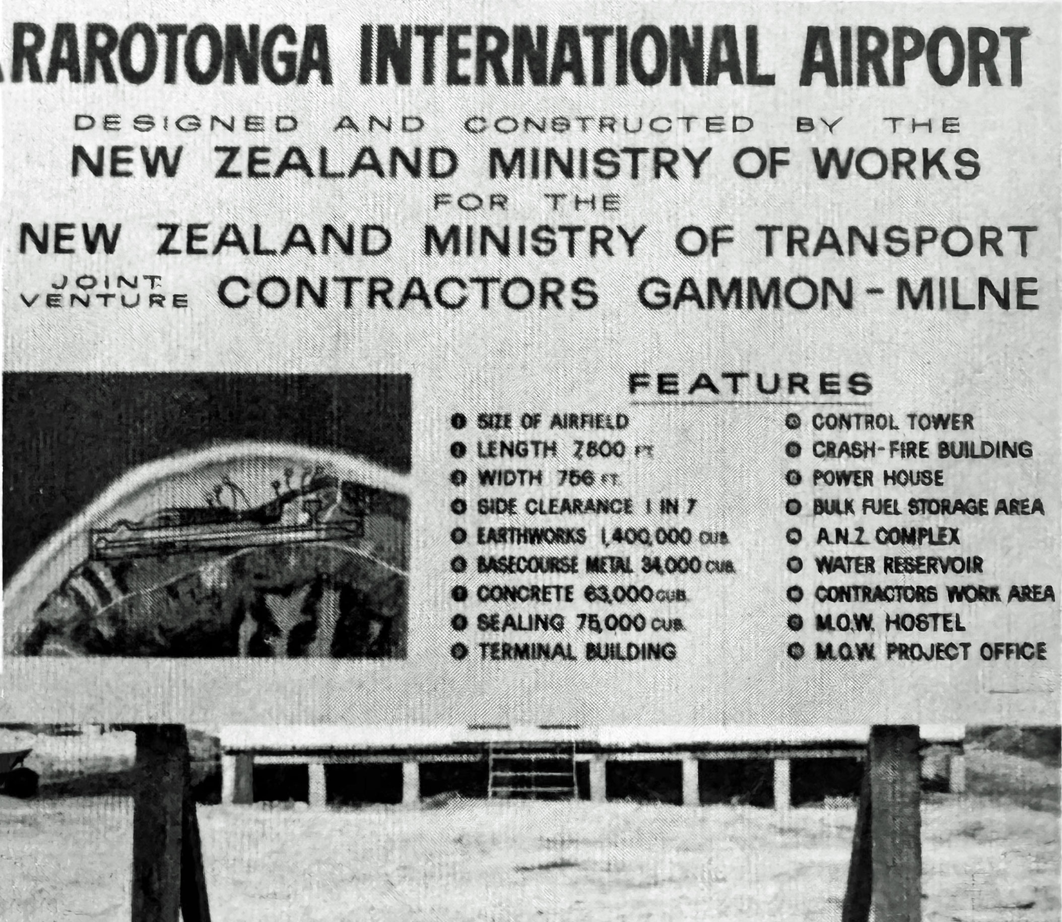 Rarotonga airport construction sign